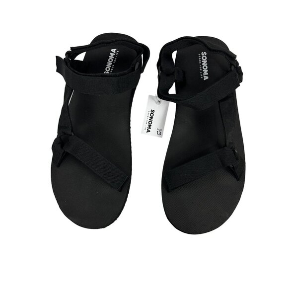 Sonoma Goods For Life Mens Size 13 Black Sandals Adjustable Straps Lightweight - Picture 2 of 4